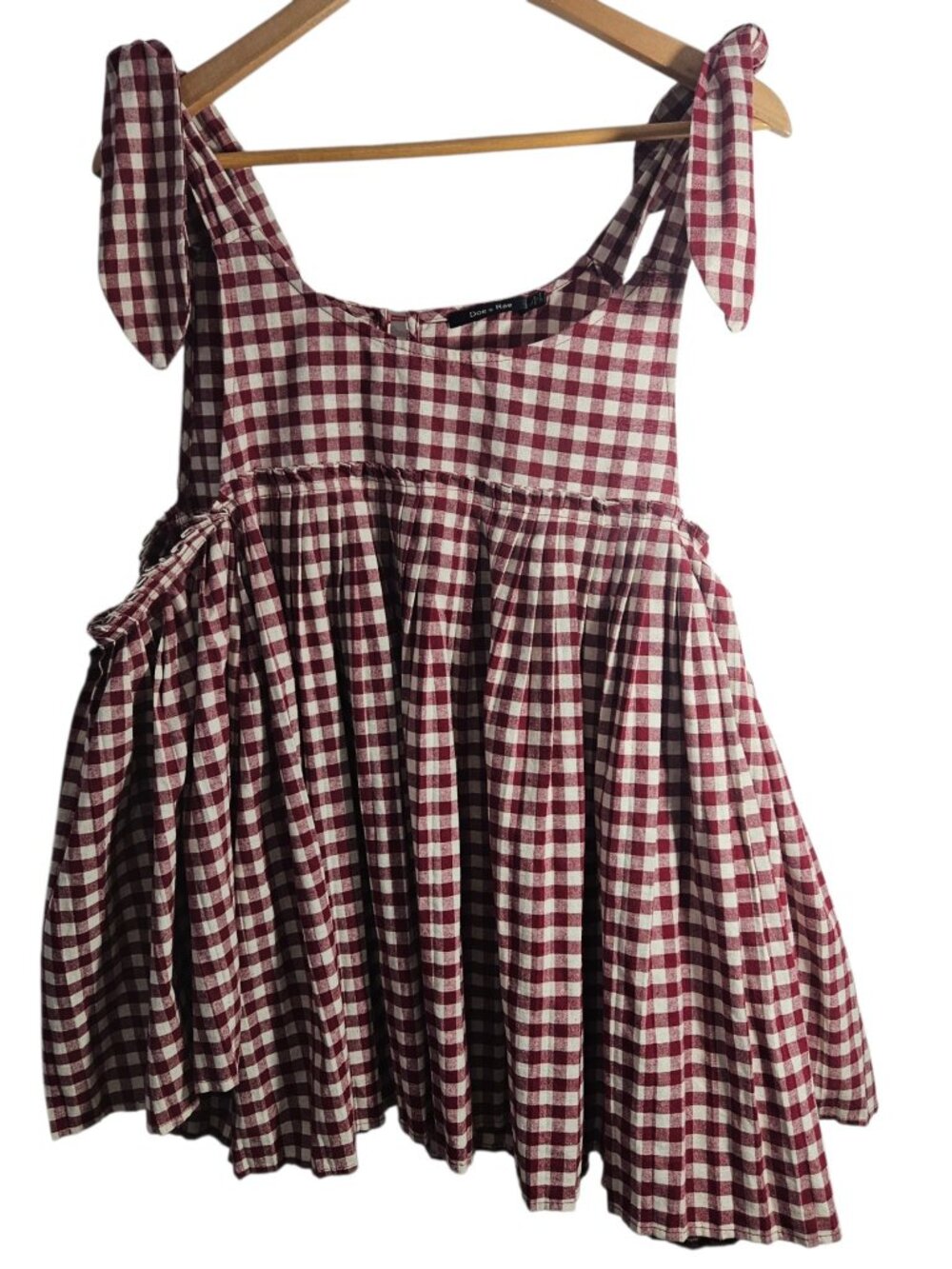 Doe & Rae Women's Top Gingham Cold Should Long Sleeve Size Large